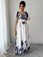 Floral Print Square Neck Maxi Dress For Women Elegant Summer Ready