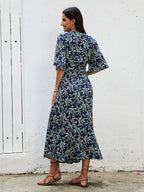 Bohemian Summer Vibes Red Floral Wrap Maxi Dress Lightweight Flirty Great For Beach City Strolls