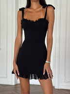Party Ready Ruffle Strap Bodycon Dress Slimming Stylish For Clubbing