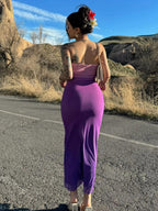 Party Ready Purple Ombre Strapless Maxi Dress Slimming Stylish For Clubbing