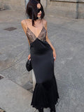 Party Dress Maxi Black Straps Neck Shaping Elegant Semi Formal Summer Dress