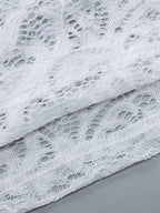 Party Dress Maxi White V-Neck Lace Long Sleeves Sheer Sexy Semi Formal Dress