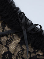 Party Dress Midi Black Straps Neck Lace Floral Print Backless Chic Semi Formal Dress