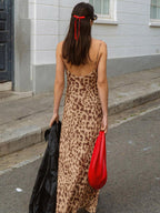 Party Dress Maxi Leopard Straps Neck Leopard Print Shaping Chic Semi Formal Dress