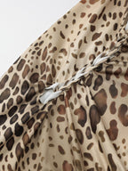 Party Dress Maxi Leopard Halter Pleated Leopard Print Asymmetrical Chic Semi Formal Dress