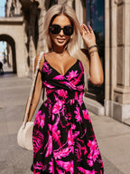 Vacation Maxi Dresses V-Neck Sleeveless Printed Floor Length Bohemian Dress