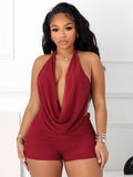 Two Piece Sets Burgundy Chic Daily Casual Cowl Neck Sleeveless Top Pant Set