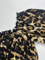 Two Piece Sets Leopard Leopard Print Daily Casual Strapless Long Sleeves Top Pant Set