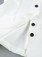 Two Piece Sets White Dating Buttons Chic Jewel Neck Sleeveless Skirt Set