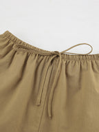 Two Piece Sets Khaki Street Wear Linen Turndown Collar Long Sleeves Pant Set