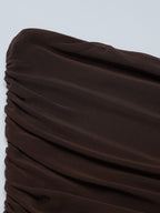 Party Dress Dresses Maxi Coffee Brown Strapless Pleated Sexy Semi Formal Summer Dress