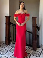 Party Dress Dresses Maxi Red Off-The-Shoulder Ruffles Chic Semi Formal Summer Dress