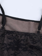 Two Piece Sets Black Lace Chic Straps Backless Neck Short Sleeves Skirt Set
