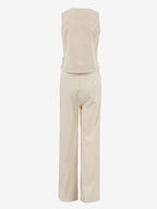 Two Piece Sets Apricot Daily Casual V-Neck Sleeveless Top Pant Set