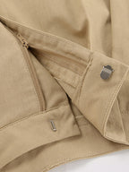 Two Piece Sets Khaki Street Wear V-Neck Sleeveless Top Pant Set