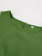 Two Piece Sets Khaki Street Wear Cotton Jewel Neck Sleeveless Chic Pant Set
