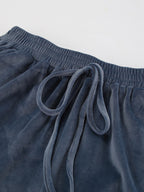 Two Piece Sets Blue Casual Street Wear V-Neck Long Sleeves Pant Set