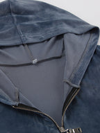 Two Piece Sets Blue Casual Street Wear V-Neck Long Sleeves Pant Set