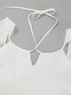 Two Piece Sets White Party Cotton Straps Neck Sleeveless Casual Pant Set
