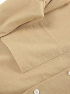 Two Piece Sets Khaki Chic Street Wear Cotton Linen Turndown Collar Long Sleeves Pant Set