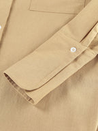Two Piece Sets Khaki Chic Street Wear Cotton Linen Turndown Collar Long Sleeves Pant Set