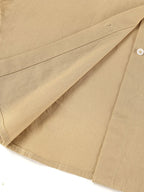 Two Piece Sets Khaki Chic Street Wear Cotton Linen Turndown Collar Long Sleeves Pant Set