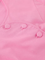 Two Piece Sets Pink Casual Buttons Street Wear Jewel Neck Short Sleeves Skirt Set
