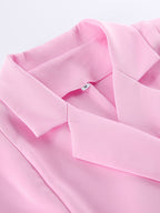 Two Piece Sets Pink Chic Daily Casual Turndown Collar Sleeveless Pant Set