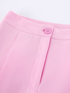 Two Piece Sets Pink Chic Daily Casual Turndown Collar Sleeveless Pant Set