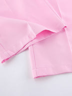 Two Piece Sets Pink Chic Daily Casual Turndown Collar Sleeveless Pant Set