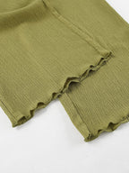 Two Piece Sets Green Halter Backless Sleeveless Top Pant Set