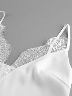 White Cami Top Straps Neck Strappy Lace Adjustable Straps Chic Women Camis