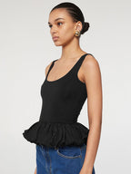 White Cami Top U-Neck Ruffles Backless Chic Camis For Women