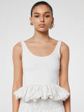White Cami Top U-Neck Ruffles Backless Chic Camis For Women