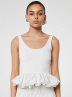 White Cami Top U-Neck Ruffles Backless Chic Camis For Women
