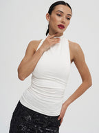White Cami Top Halter Sexy Backless Sleeveless Women Camis