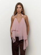 Black Cami Top Halter Backless Sleeveless Chic Camis For Women