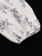 Two Piece Sets Ecru White Chic Printed Street Wear Jewel Neck Puff Sleeves Long Sleeves Pant Set