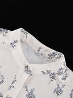 Two Piece Sets Ecru White Chic Printed Street Wear Jewel Neck Puff Sleeves Long Sleeves Pant Set