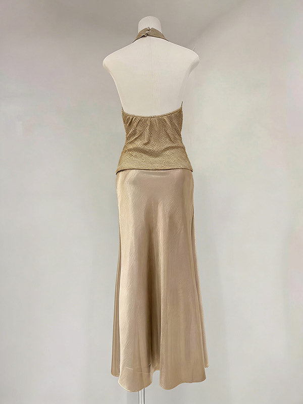 Gold Cami Top Halter Casual Women Camis