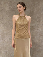 Gold Cami Top Halter Casual Women Camis
