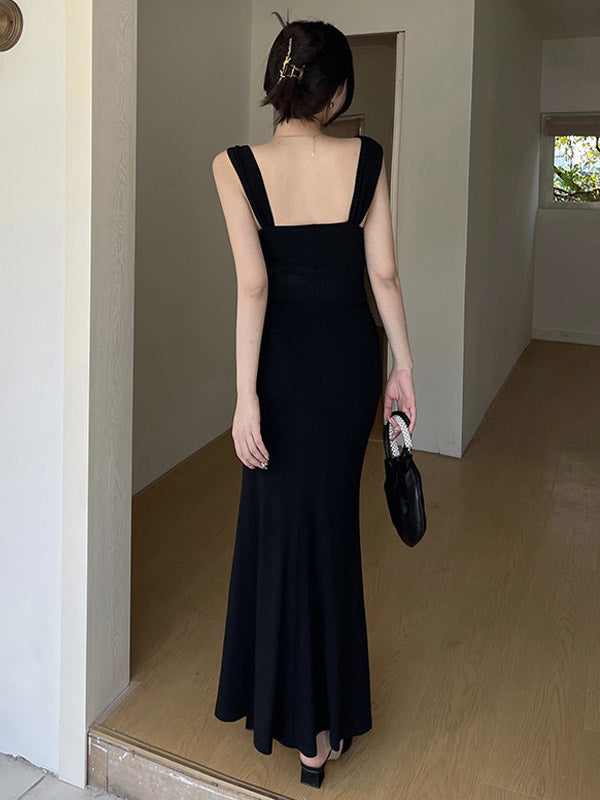Night Out Dresses Black Sleeveless Straps Neck Summer Dress