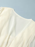 Shirt For Women White Ruffles V-Neck Elegant Long Sleeves Tops