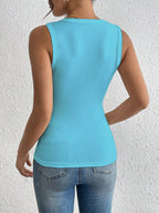 Black Cami Top Jewel Neck Flowers Chic Camis For Women