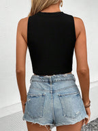 White Cami Top Jewel Neck Chic Camis For Women