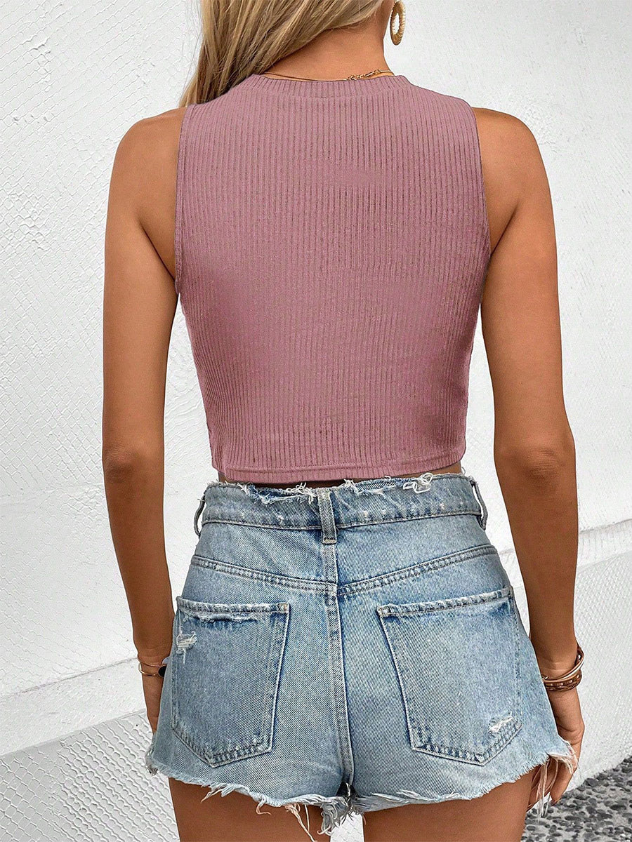 White Cami Top Jewel Neck Chic Camis For Women