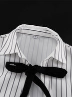 Blouse For Women White Turndown Collar Clothes Casual Bows Long Sleeves Tops