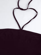 Brown Cami Top Halter Ruffles Lycra Spandex Backless Chic Camis For Women