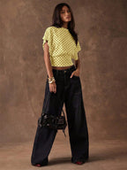 Tees 3/4 Length Sleeves Pink Polka Dot Jewel Neck Tee Shirt For Women