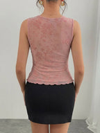 Pink Cami Top V-Neck Lace Chic Clothes Women Camis